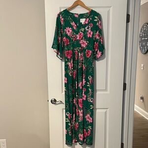 Lilly Pulitzer Green and Pink Floral Maxi Dress. Size 8 and worn once.